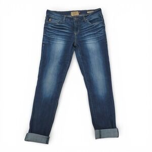 Dear John Womens 29 Joyrich Skinny Jeans Mid Rise Stretch Blue Distressed EUC